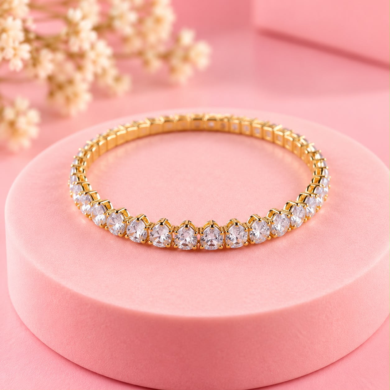 Bracelete Riviera Dourada com Zircônias ✨