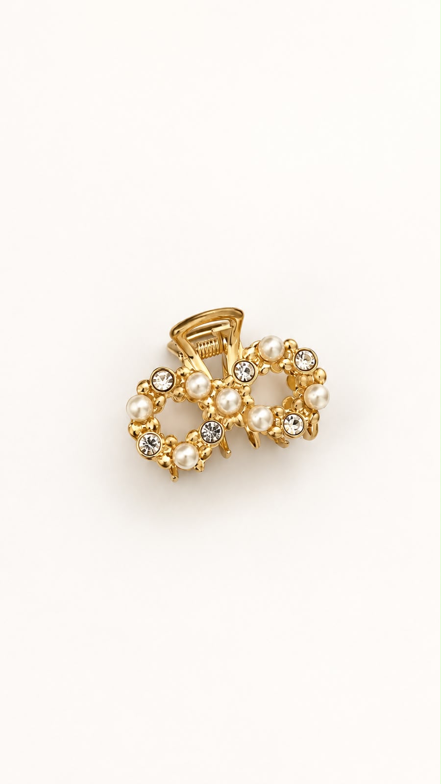  Mini presilha dourada com pérolas e strass