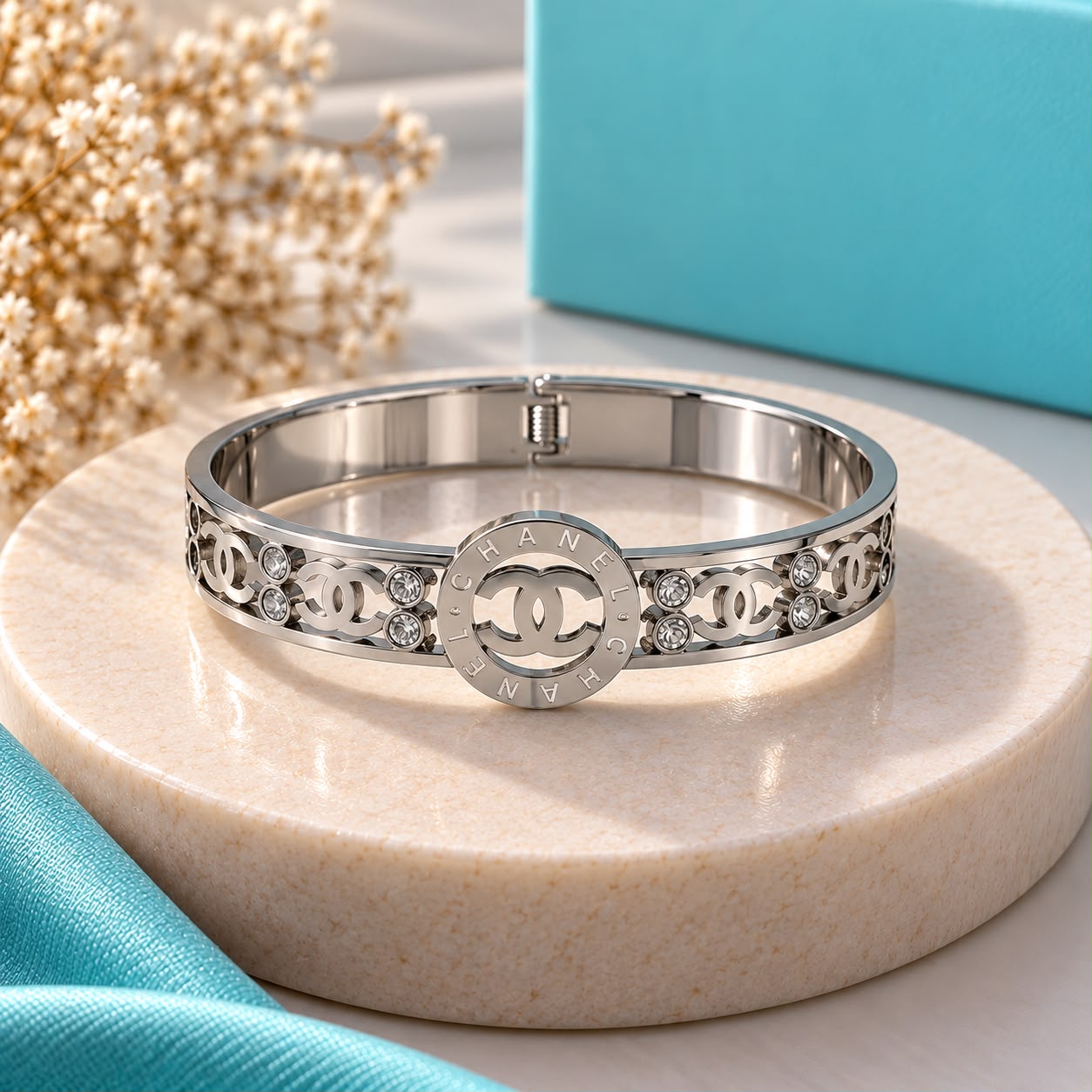 Bracelete inspiração Chanel em aço inoxidavel