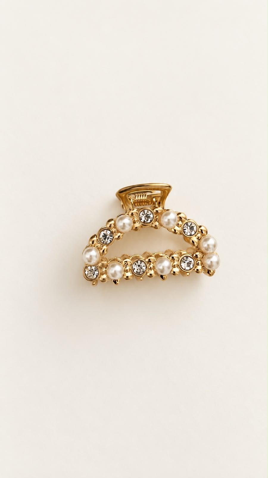  Mini presilha dourada com pérolas e strass