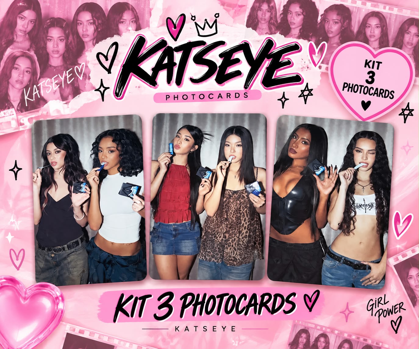 Kit com 3 Photocards do KATSEYE