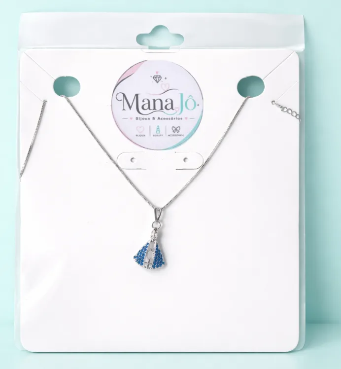 Colar Nossa Senhora pedrinha azul