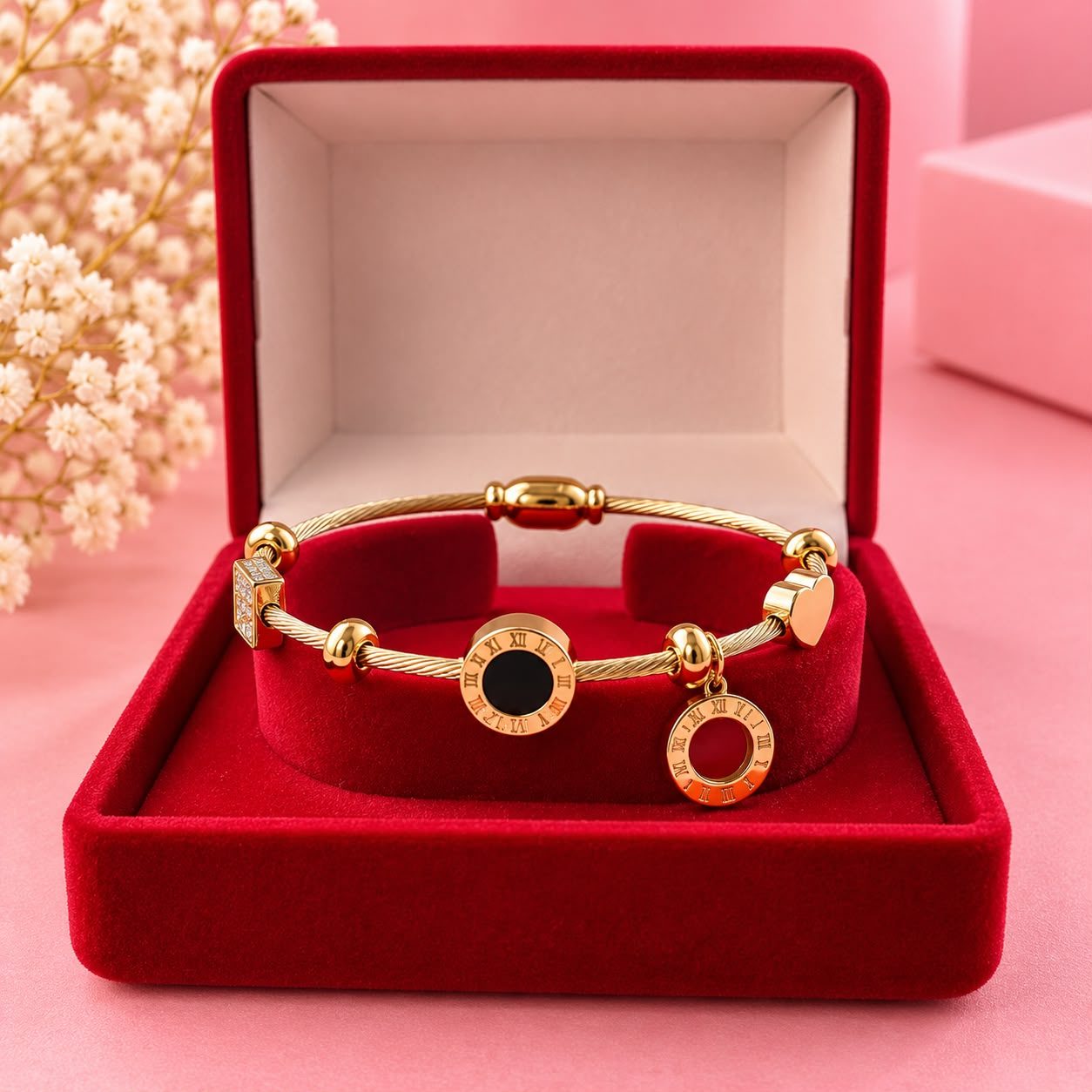 Bracelete Dourado com Algarismos Romanos ✨