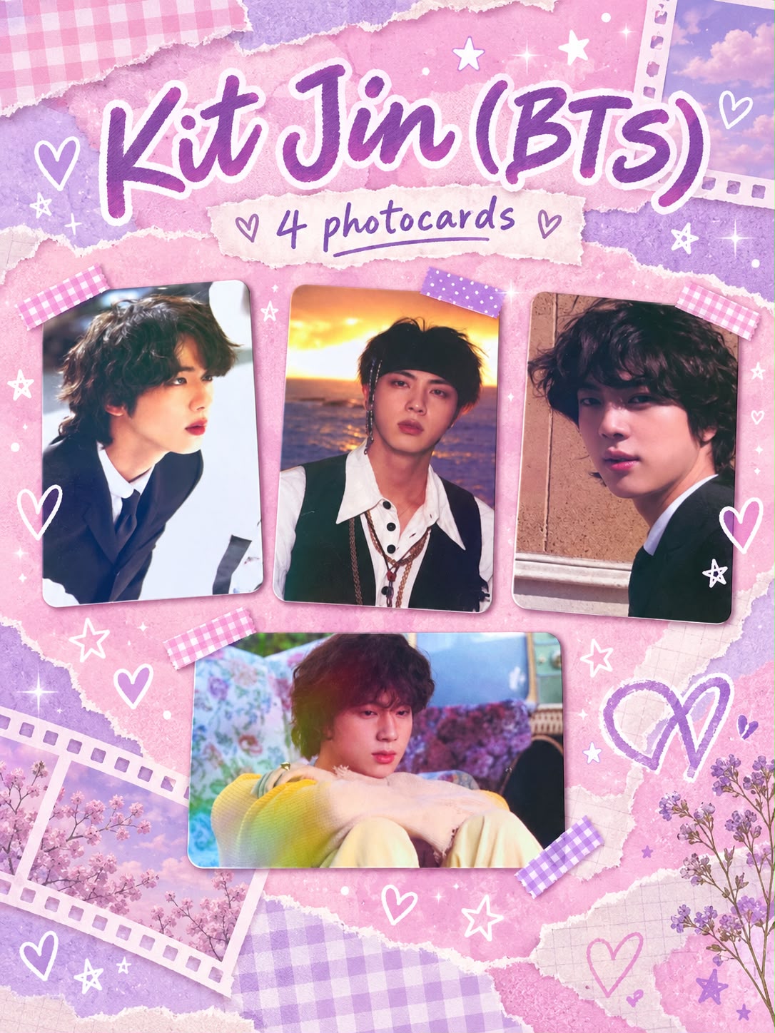 Kit com 4 Photocards do Jin — BTS