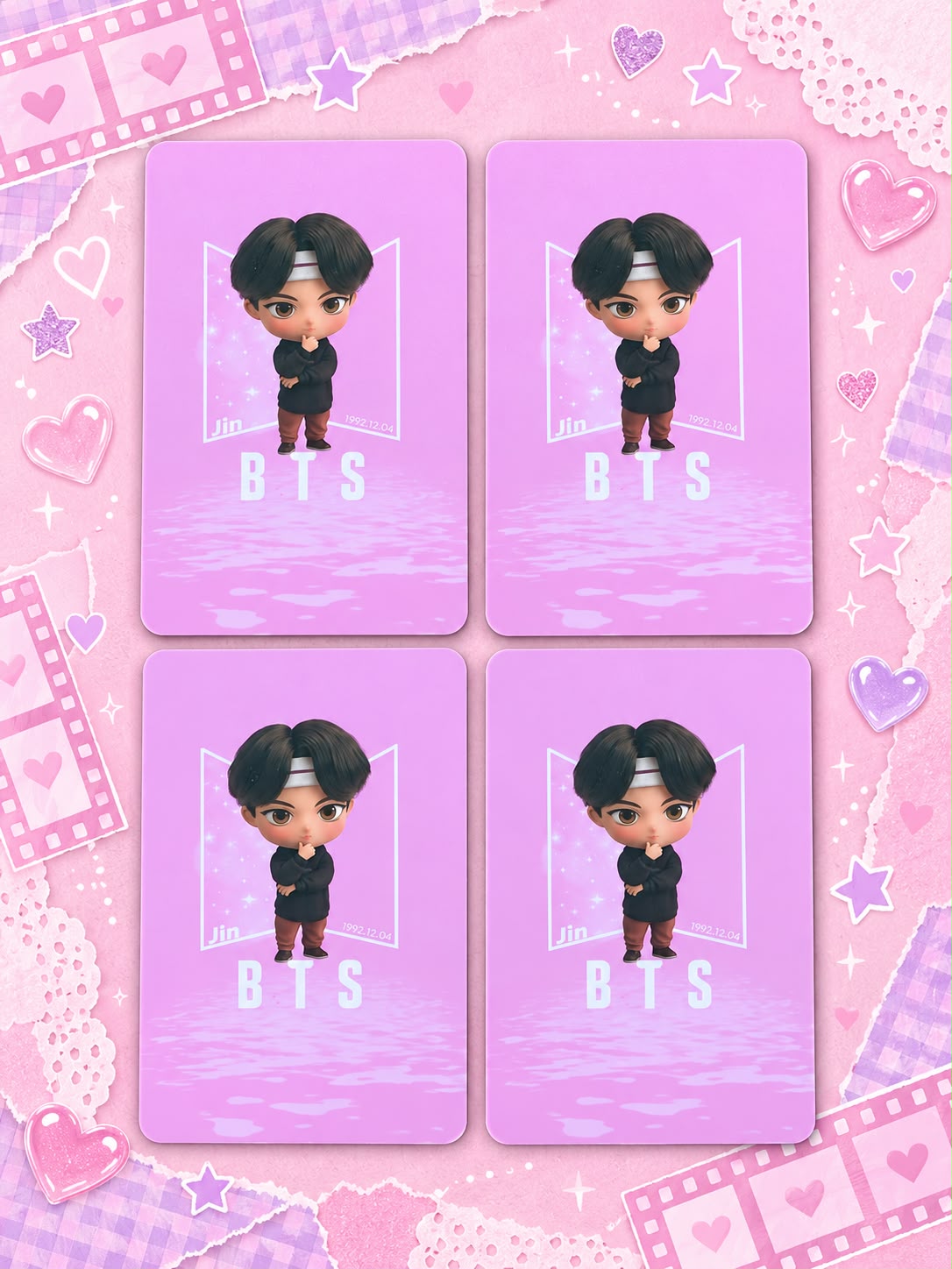 Kit com 4 Photocards do Jin — BTS