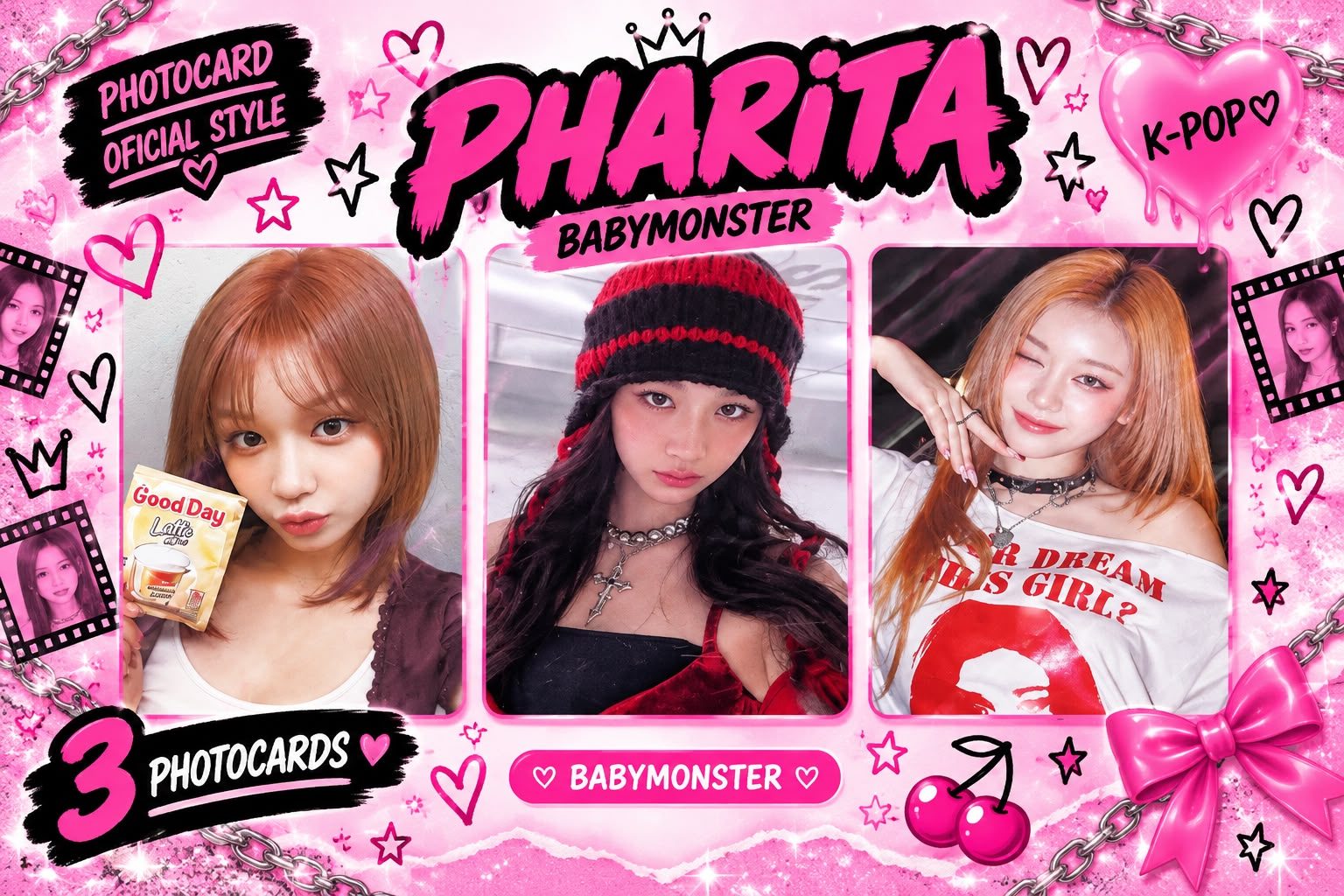 Kit com 3 Photocards da Pharita — BABYMONSTER 💖