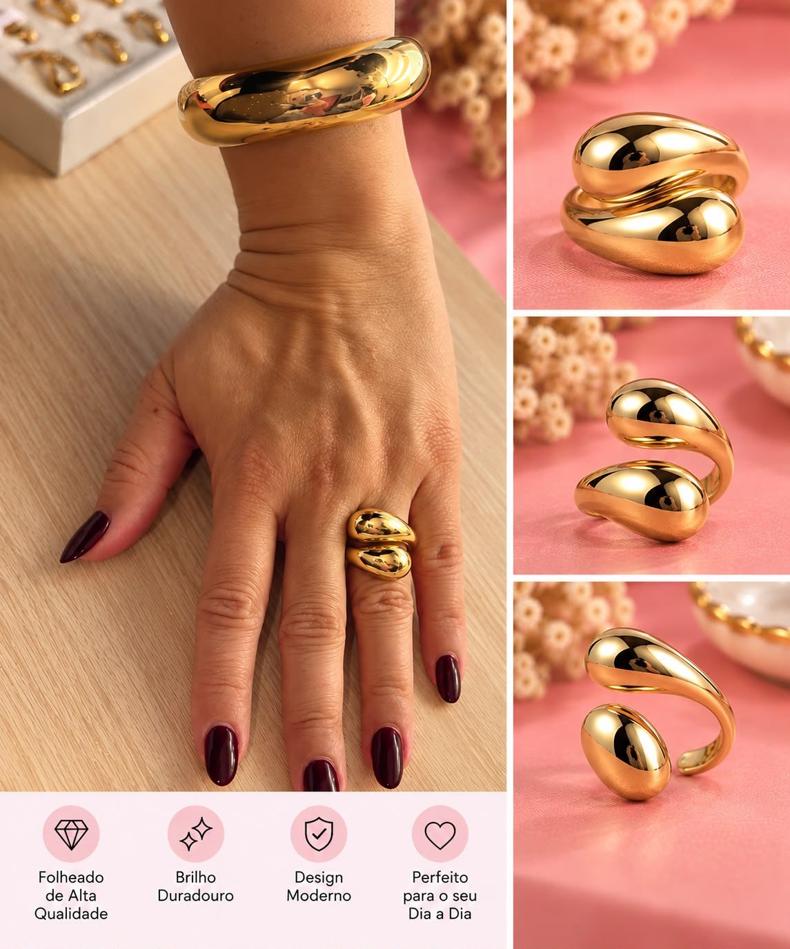 Conjunto Dourado com Anel — Número 16 ✨
