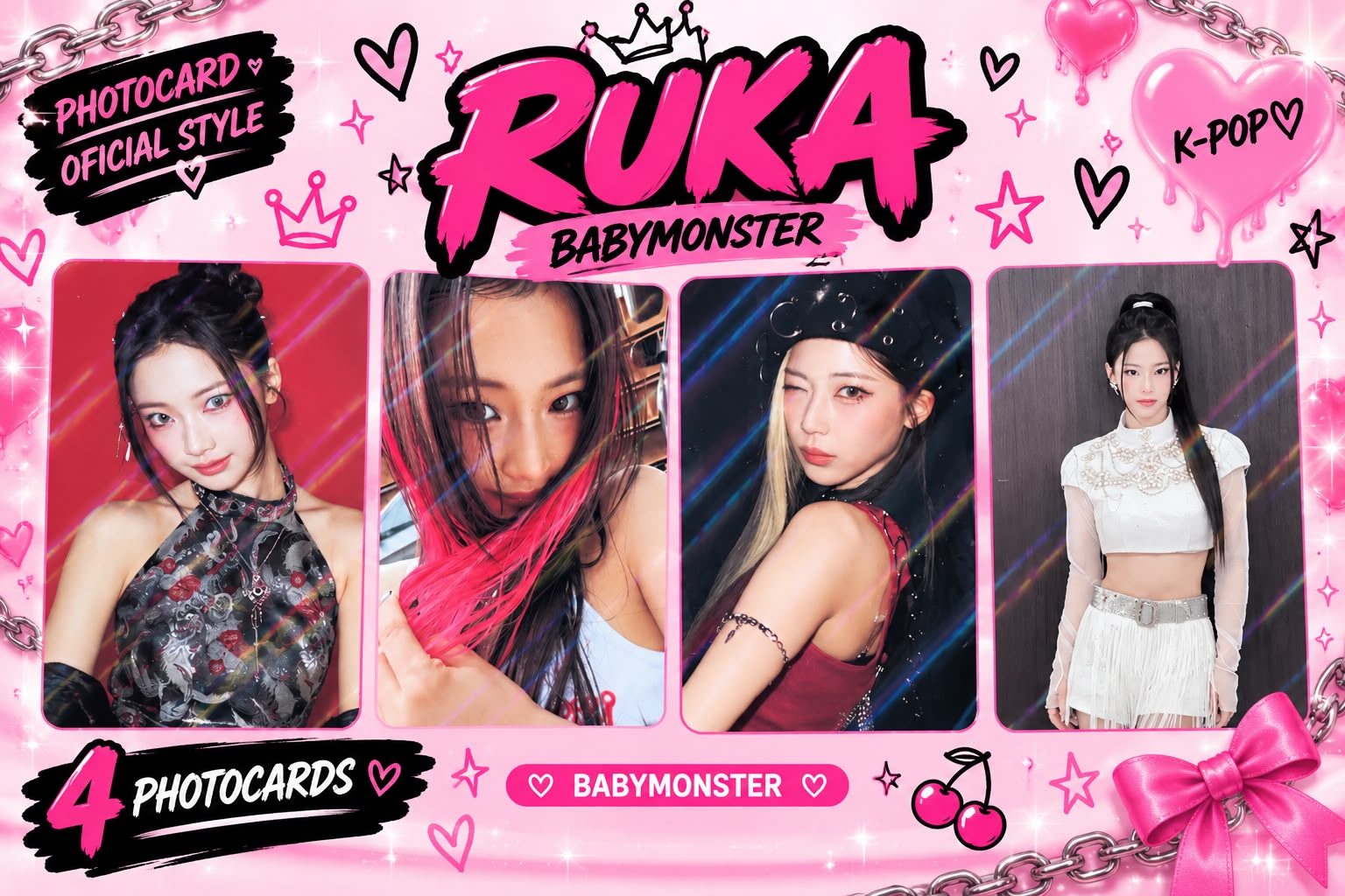 Kit com 4 Photocards da Ruka — BABYMONSTER 💖