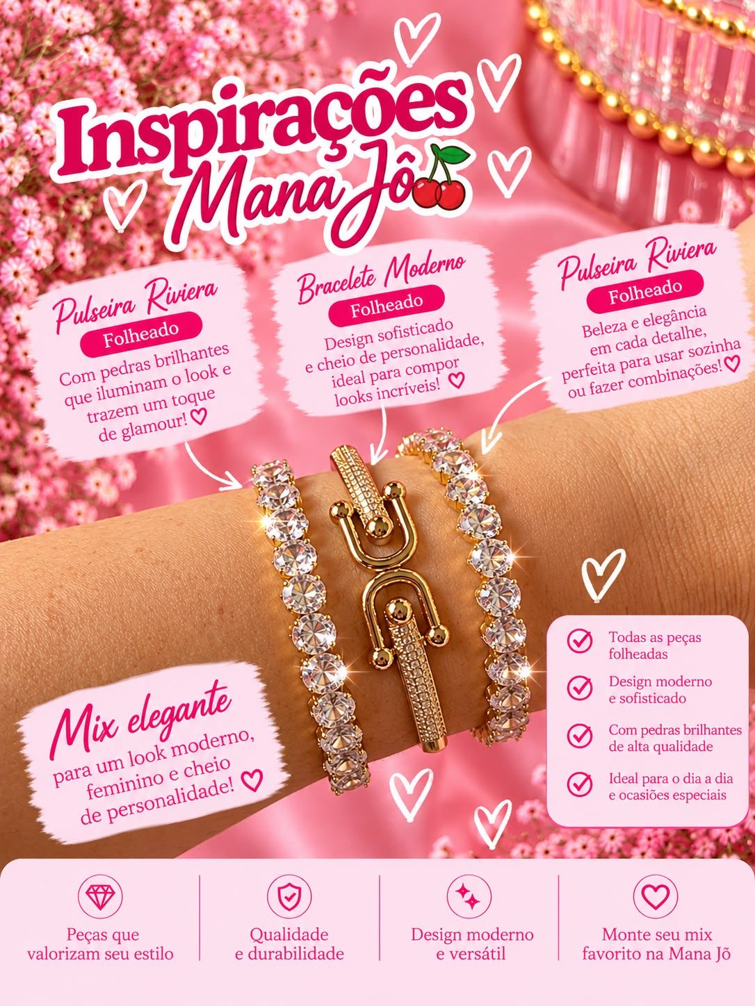 Mix de Braceletes Folheados — Inspirações Mana Jô ✨
