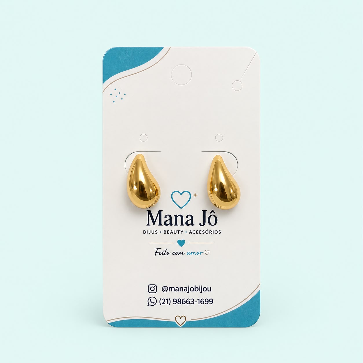 Par de brincos gota tamanho P dourado