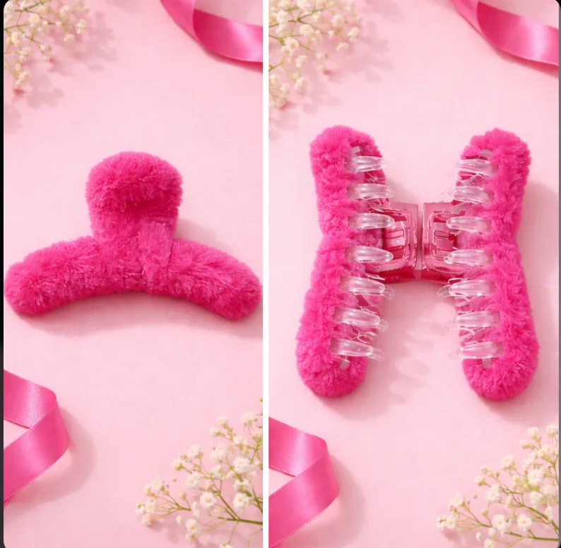 Presilha Garra Felpuda Pink