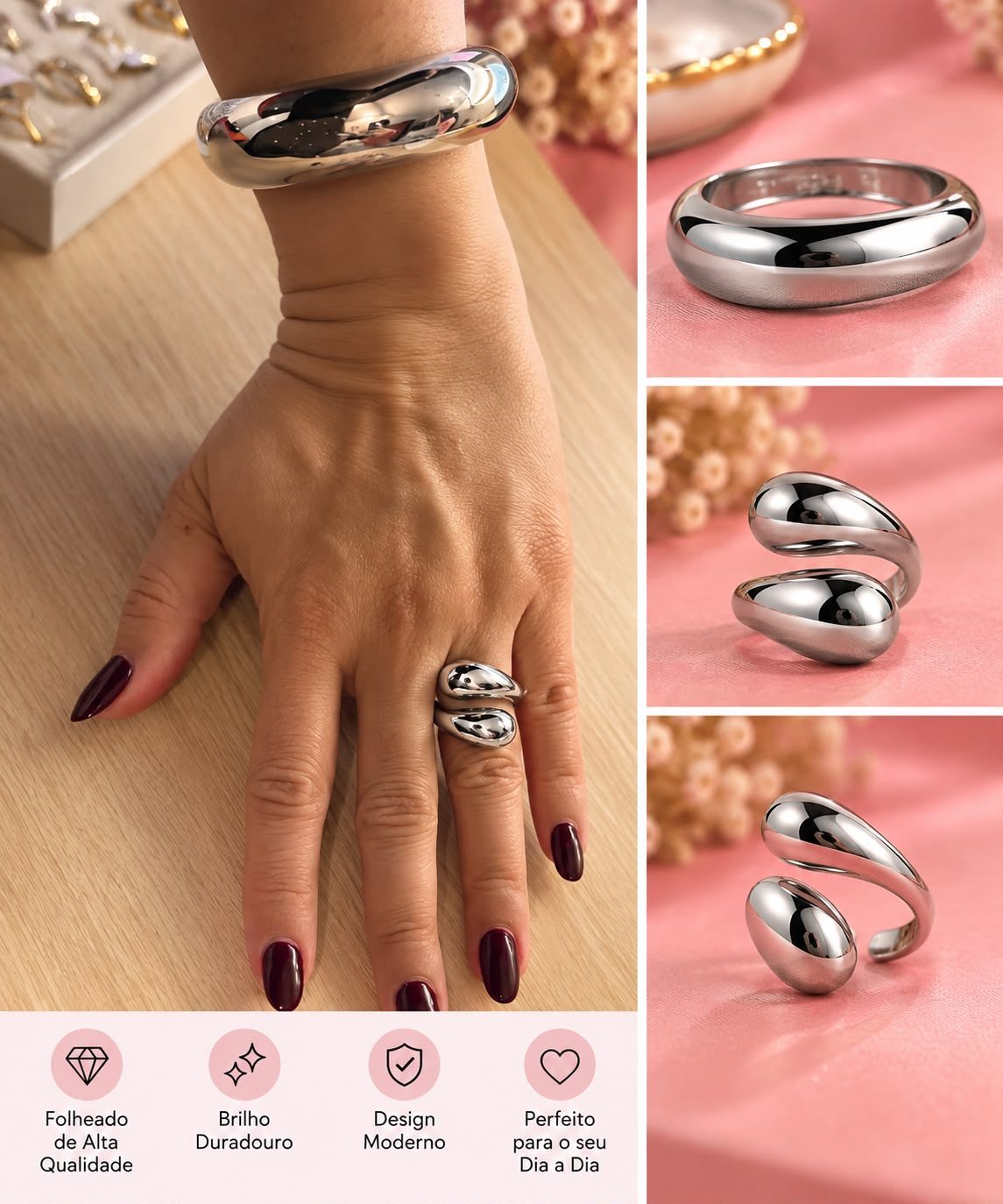 Conjunto Prateado com Anel — Número 16 ✨