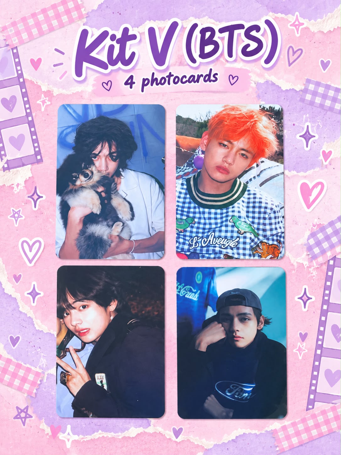 Kit com 4 Photocards do V — BTS