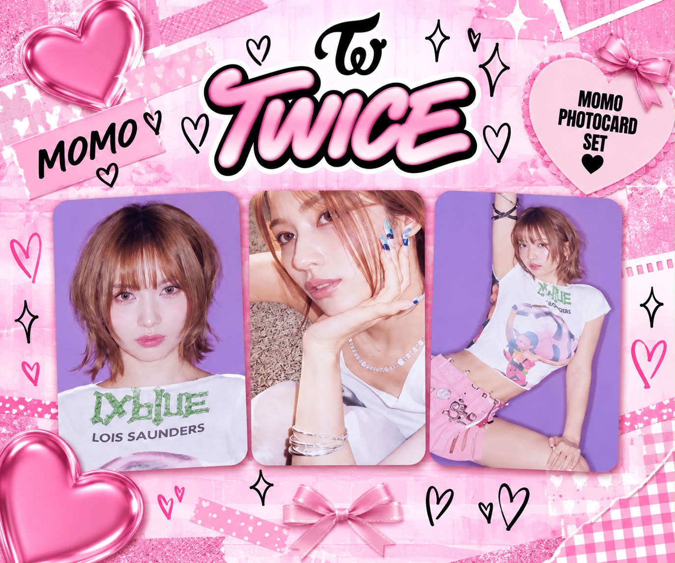 Set com 3 Photocards da Momo — TWICE