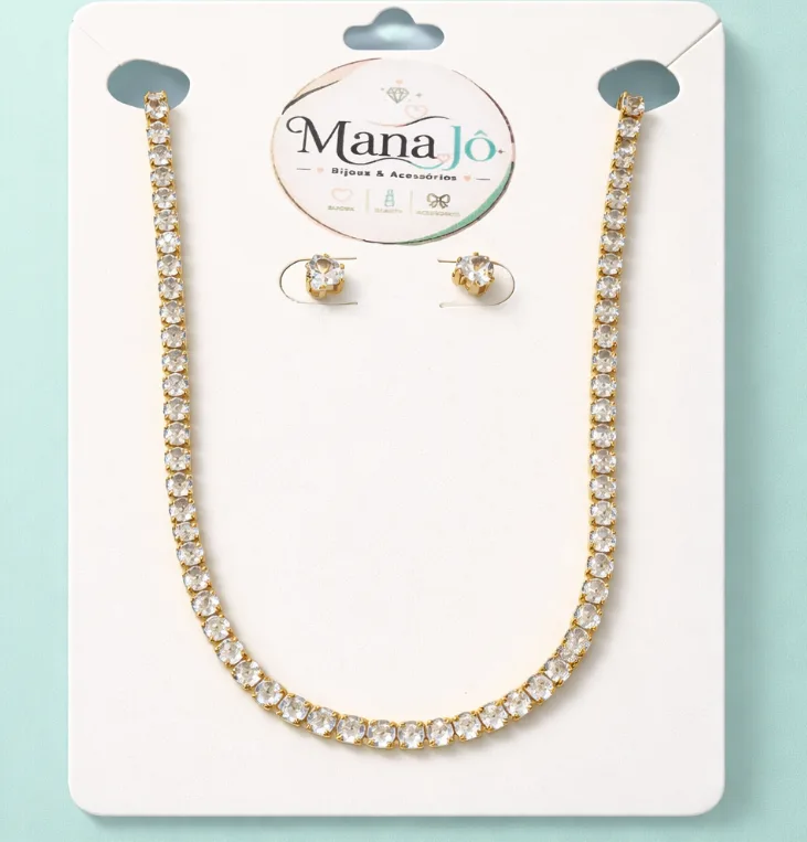 Conjunto Riviera dourado coração 