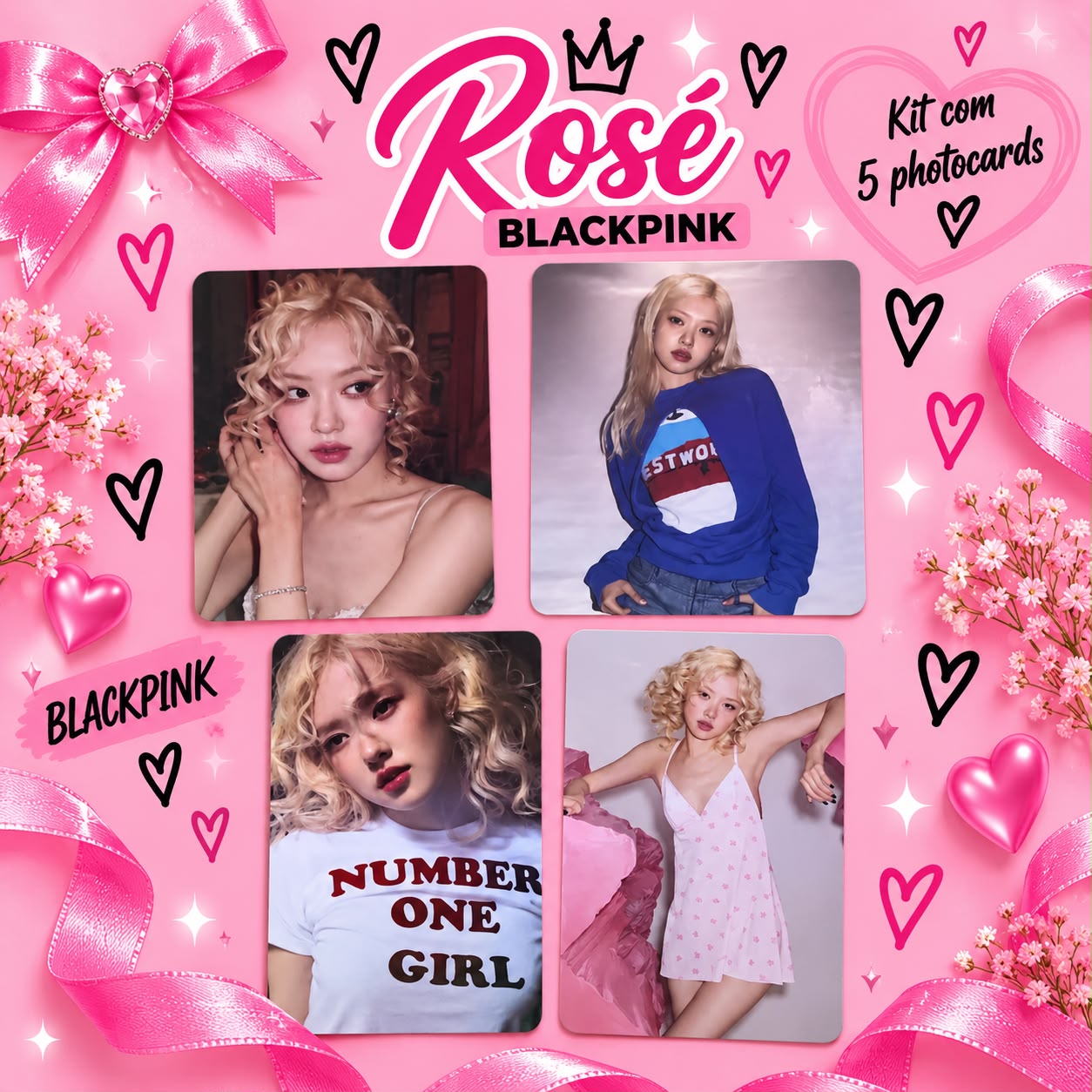 Kit com 5 Photocards da Rosé — BLACKPINK