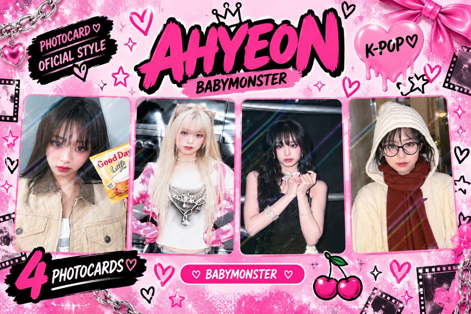 Kit com 4 Photocards da Ahyeon — BABYMONSTER 💖