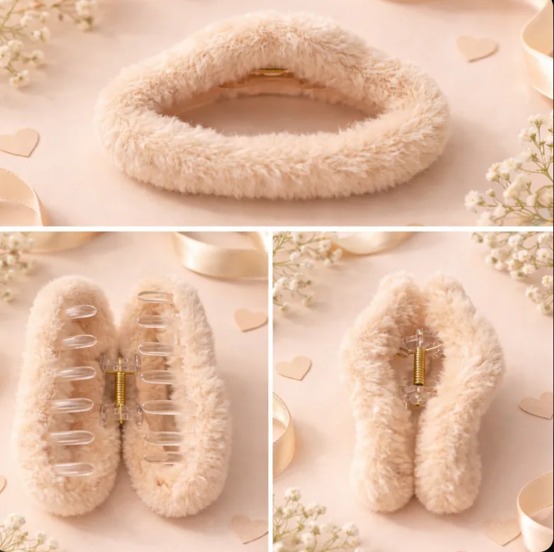 Presilha Felpuda Grande Bege