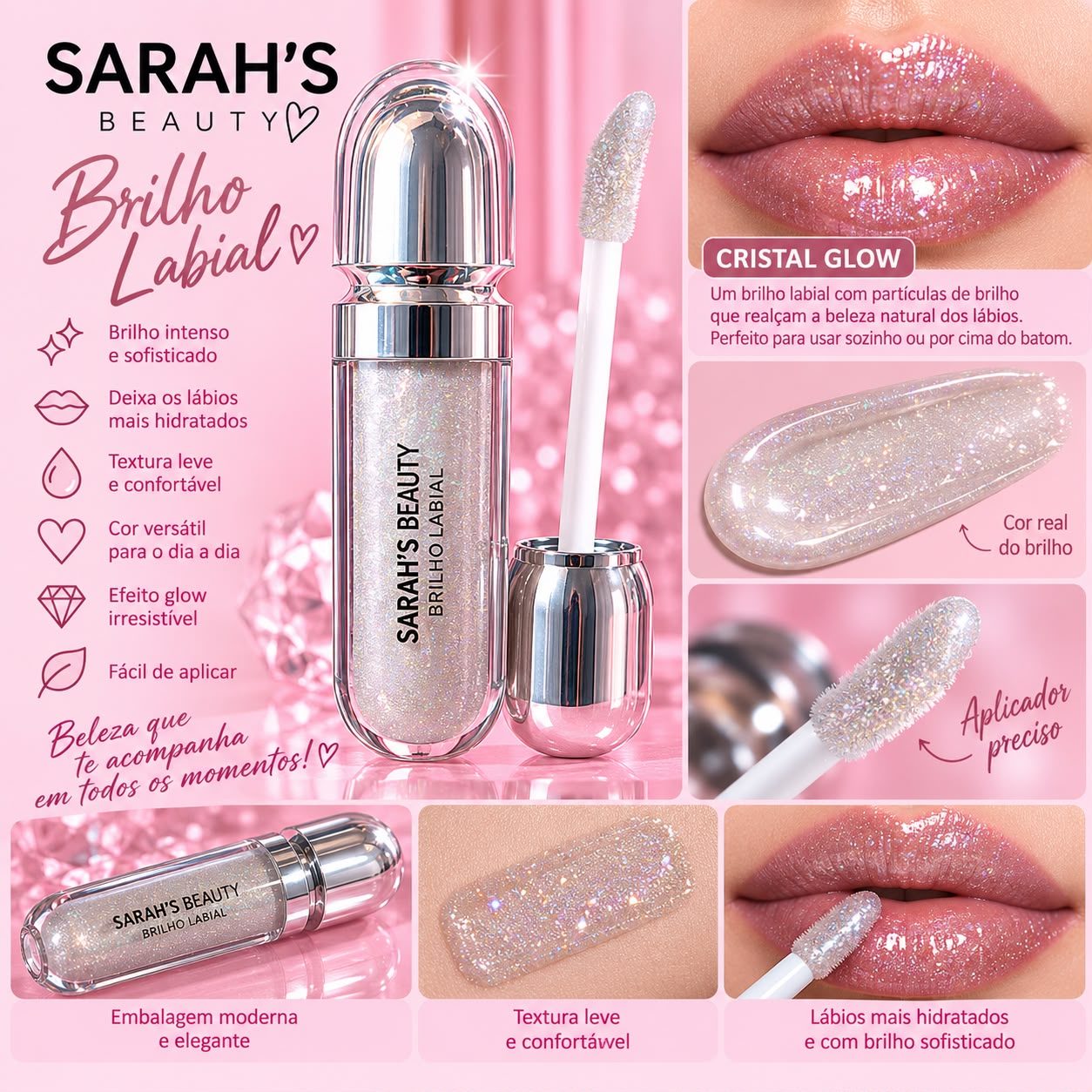 Gloss Brilho Labial Sarah’s Beauty — Crystal Glow ✨