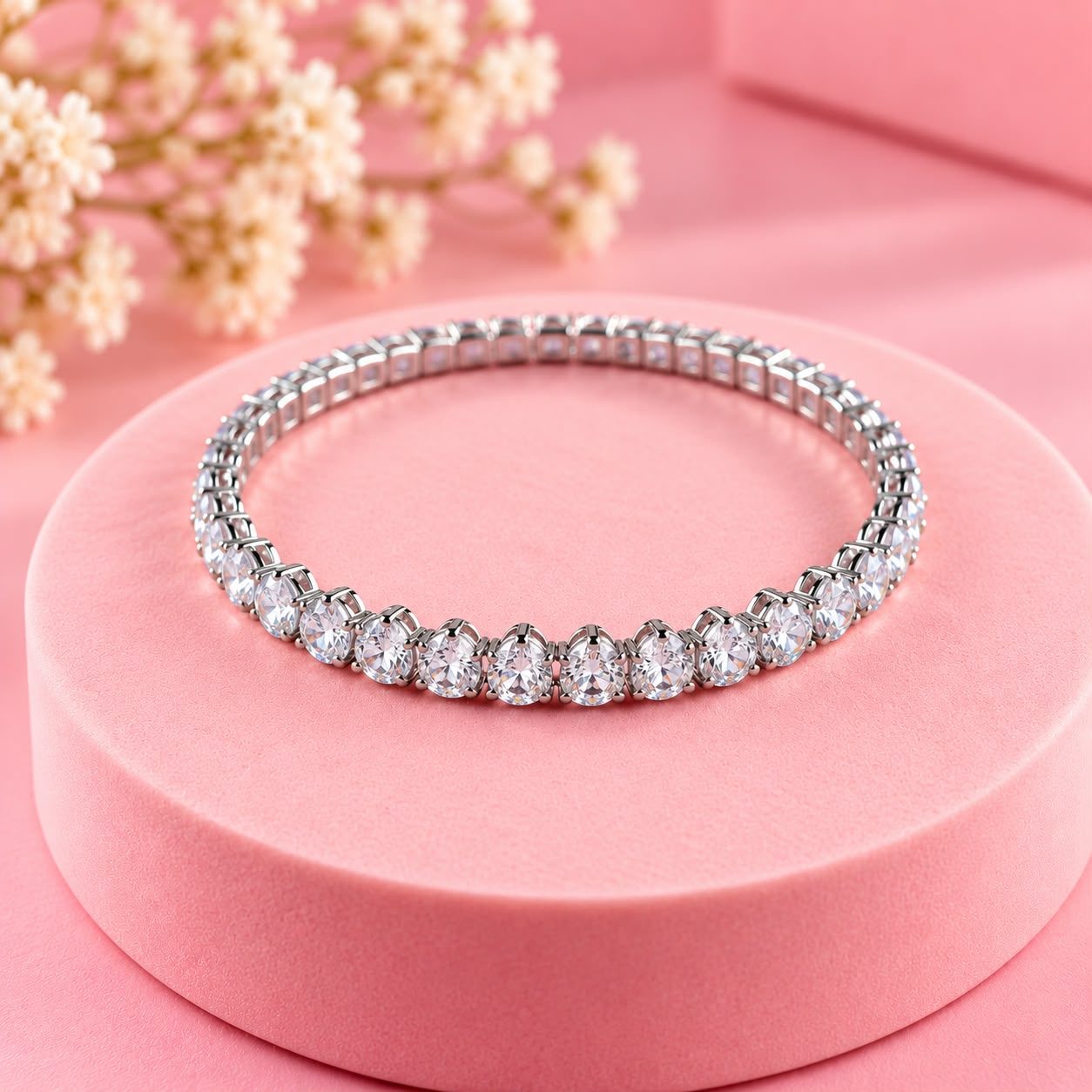 Bracelete Riviera Prateada com Zircônias ✨