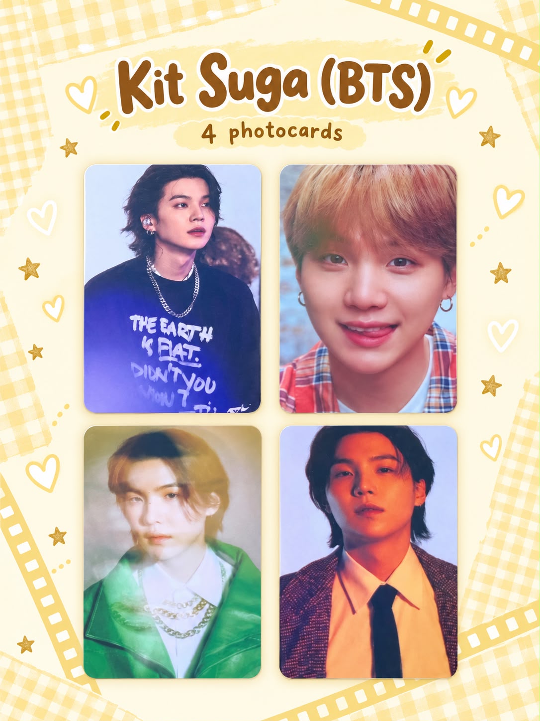 Kit com 4 Photocards do Suga — BTS