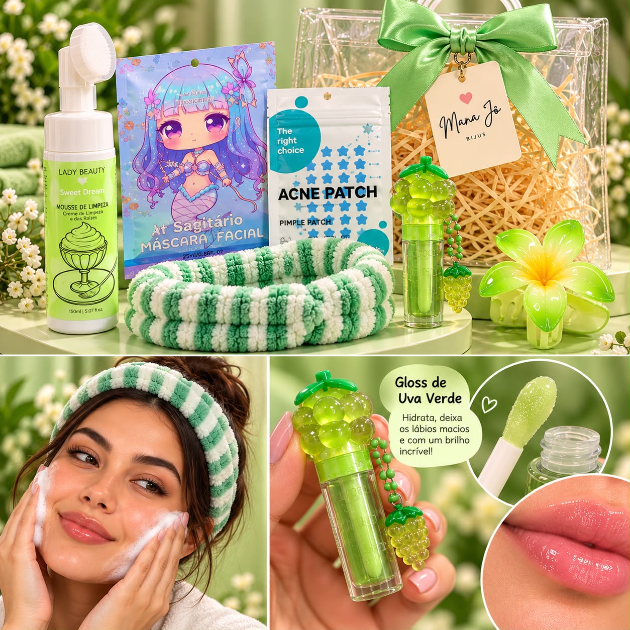 Kit Skincare Verde: cuidado e charme em uma seleção especial