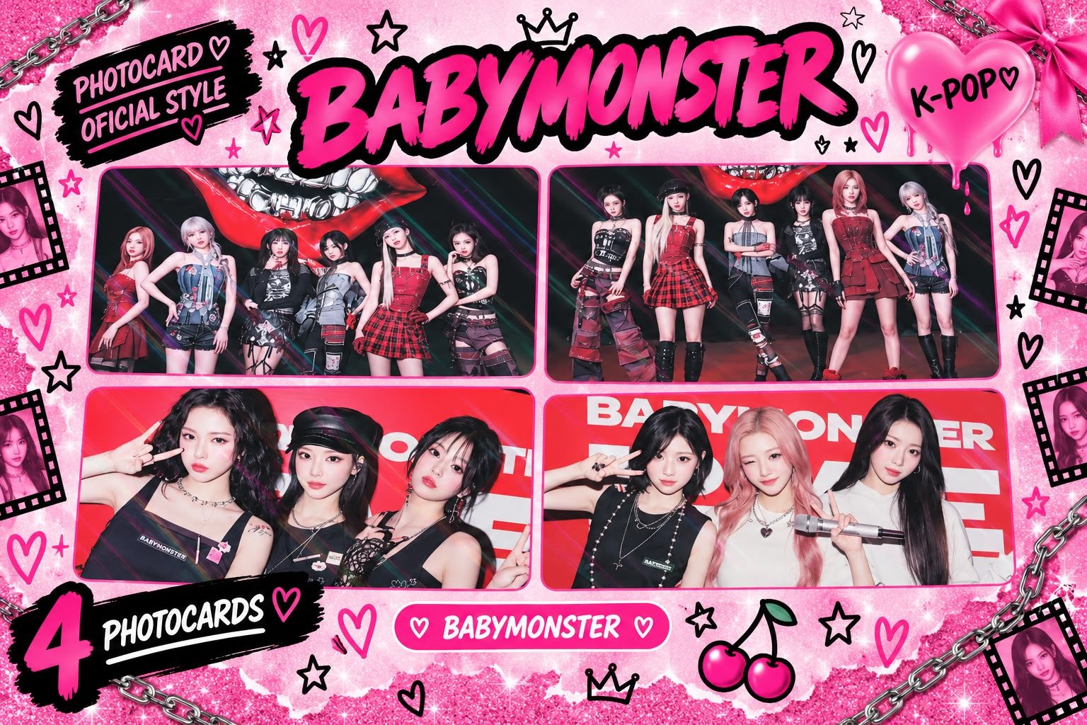 Kit com 4 Photocards do BABYMONSTER 💖
