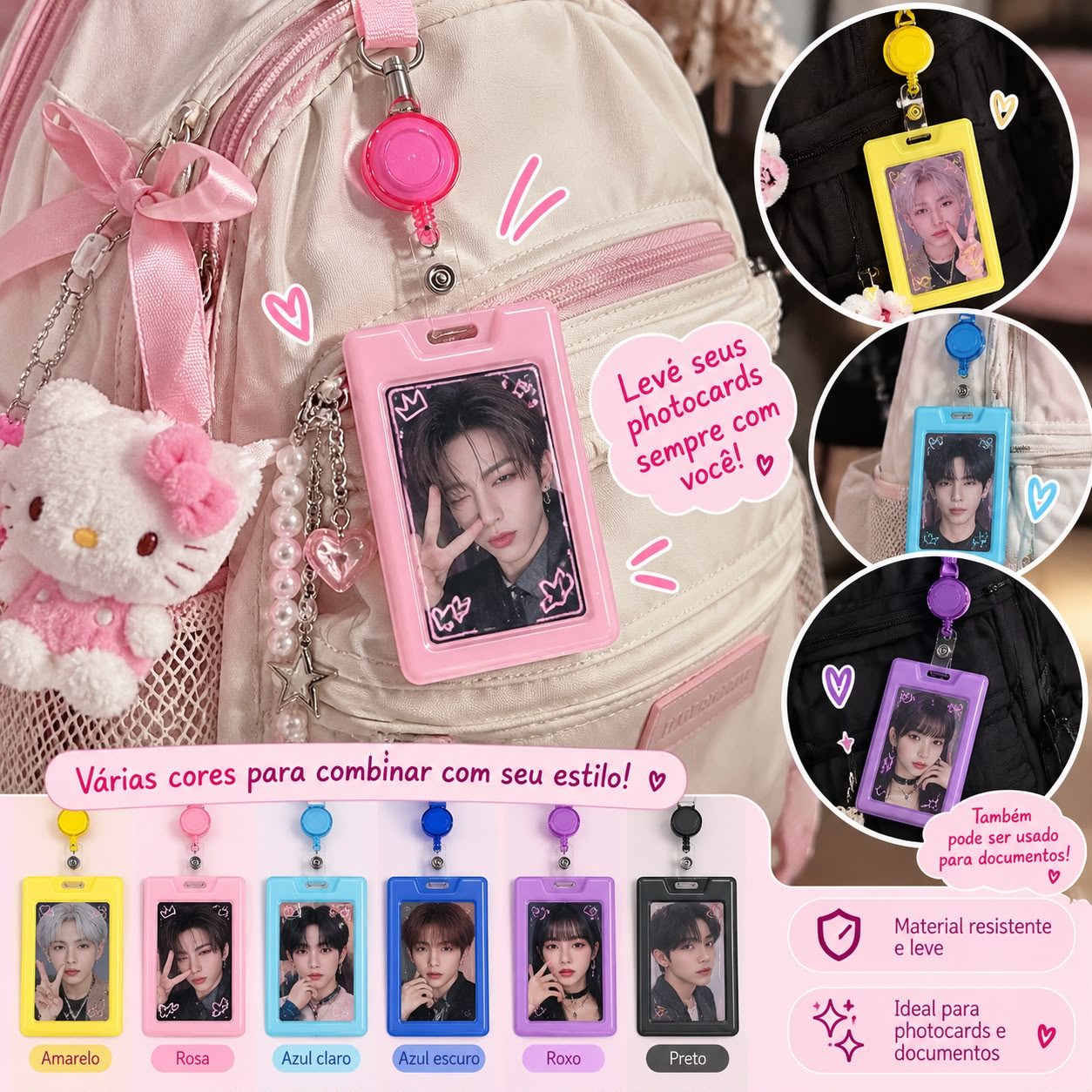 Porta-Photocard Retrátil — leve seu photocard com você 💖