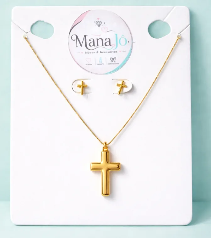 Conjunto Cruz dourado