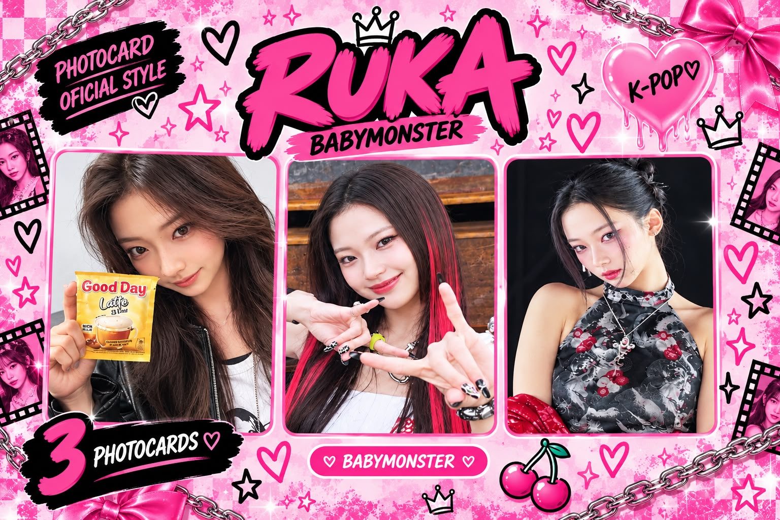 Kit com 3 Photocards da Ruka — BABYMONSTER 💖