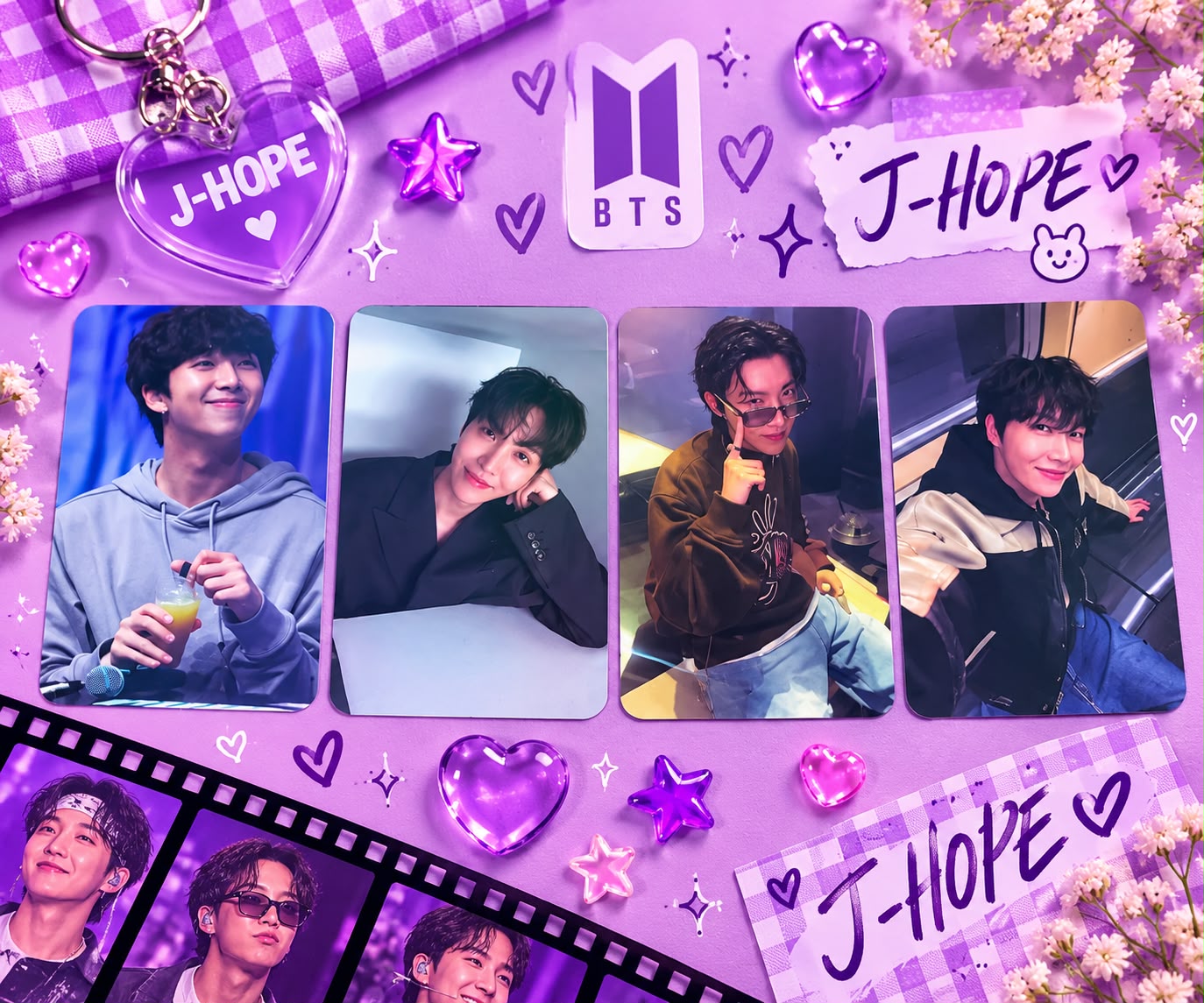 Kit com 4 Photocards do J-Hope — BTS