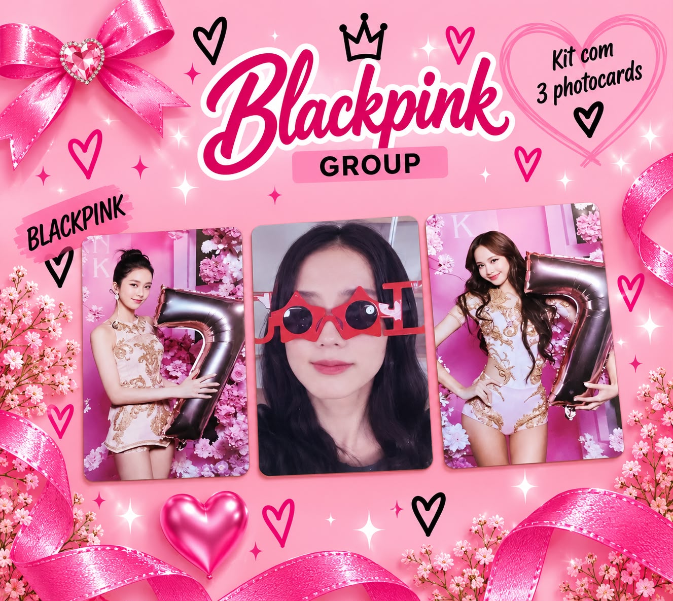 Kit com 3 Photocards do BLACKPINK