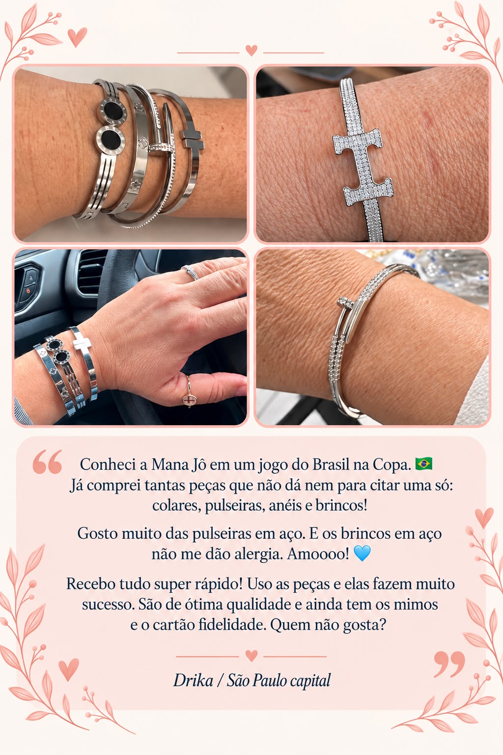 Depoimento de Camila sobre o atendimento e as peças da Mana Jô.